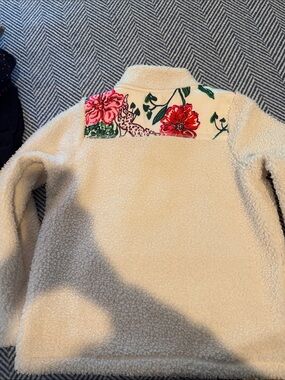 Lilly Pulitzer Cream Sherpa Jacket with Gold Logo Stitching